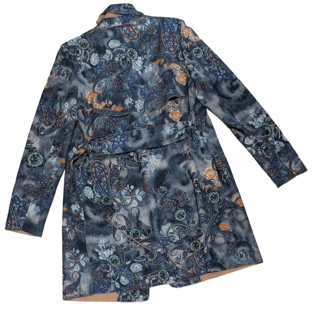 Solitaire women's faux suede belted paisley floral boho 20-658 career jacket M - Picture 2 of 9